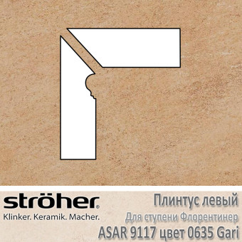 Плинтус-флорентинер Stroeher Asar угловой левый цвет 9117.0635 Gari