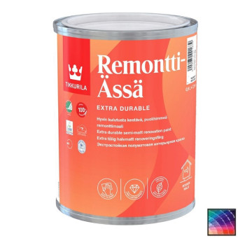 Краска Tikkurila Remontti Assa для стен и потолков база С 0,9 л Краска Tikkurila Remontti Assa для стен и потолков база С 0,9 л