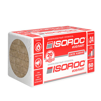 Утеплитель Isoroc Изолайт 50 кг/м3, 1000 х 600 х 100 мм, 4 шт/уп