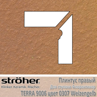 Плинтус-флорентинер Stroeher Terra угловой правый цвет 9006.0307 Weizengelb