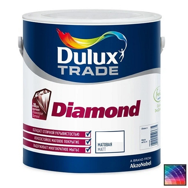 Краска Dulux Diamond Matt для стен и потолков база ВМ 0,96 л купить по