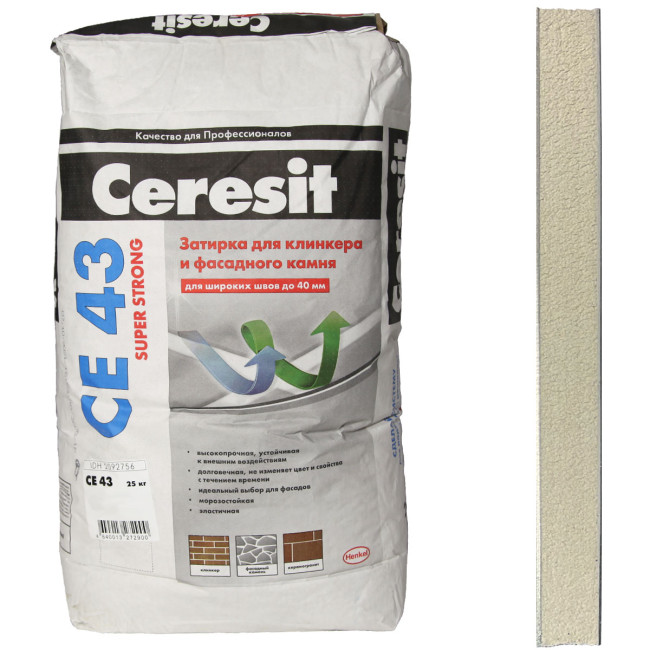 Затирка Ceresit CE 43 Super Strong №02 дымчато-белая 25 кг