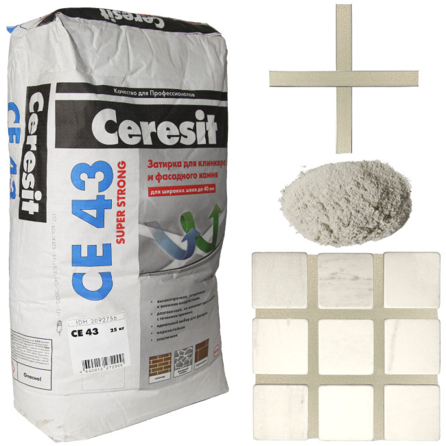 Затирка Ceresit CE 43 Super Strong №02 дымчато-белая 25 кг