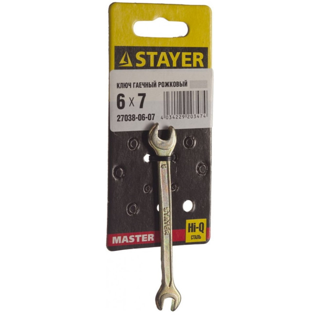 Ключ гаечный рожковый Stayer 6x7 мм, арт. 27038-06-07