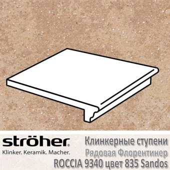 Клинкерная ступень Stroeher Roccia рядовая флорентинер 340 х 294 х 12 мм цвет 9340.0835 sandos