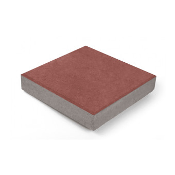 Тротуарная плитка Нобетек Квадрат 2К5Ф ч/п серый цемент красная 300х300х50 мм