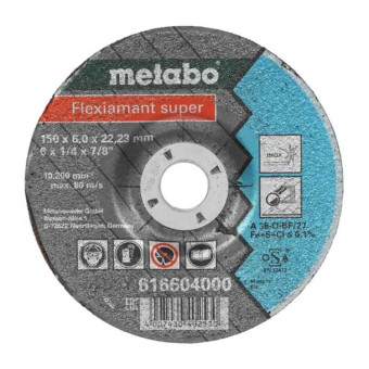Круг обдирочный по нержавеющей стали Metabo Flexiamant Super 150x6.0x22.23 мм (арт. 616604000)