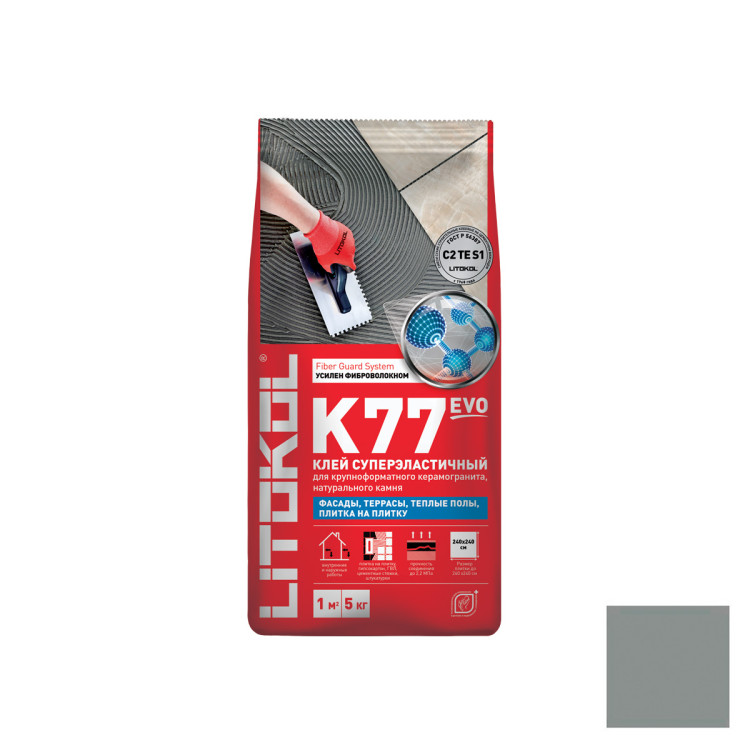  Litokol SuperFlex K77 для плитки и камня серый 5 кг  по .