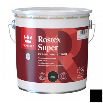 Грунтовка Tikkurila Rostex Super противокоррозионная черная 10 л Грунтовка Tikkurila Rostex Super противокоррозионная черная 10 л