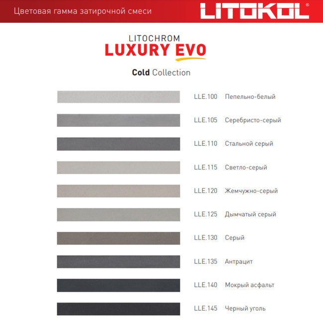Затирка Litokol Litochrom Luxury EVO LLE.130 серая 2 кг купить по ...