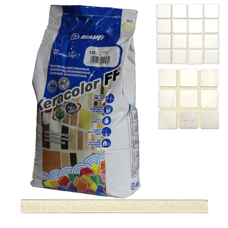 Затирка Mapei Keracolor FF № 130 жасмин 5 кг купить по низкой цене в Москве