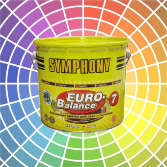 Краска SYMPHONY Euro-Balance 7 для стен и потолков база С металлическая банка 2.7 л