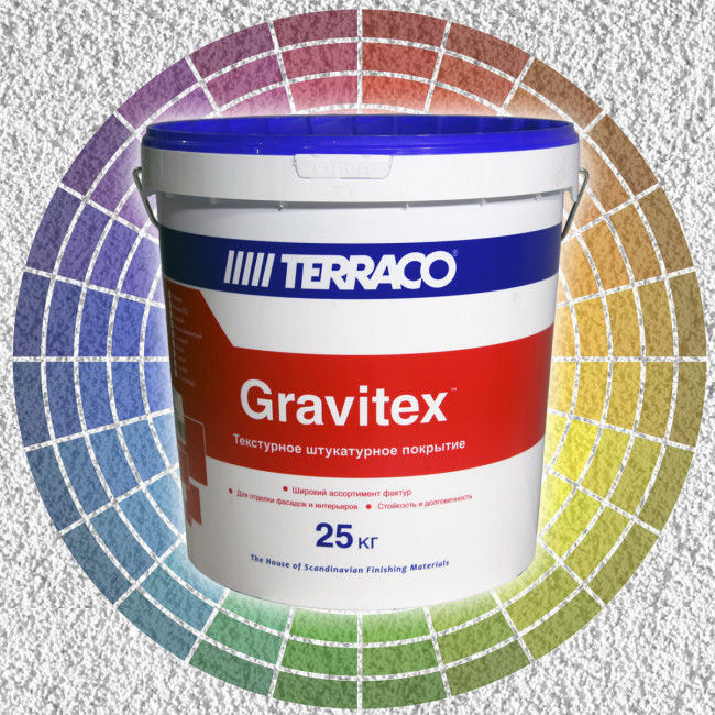 Декоративная штукатурка Terraco Gravitex Granule "шуба" (2,0 мм) 25 кг