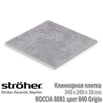 Плитка Stroeher Roccia напольная, 240 х 240 х 10 мм, 8081.S840 grigio