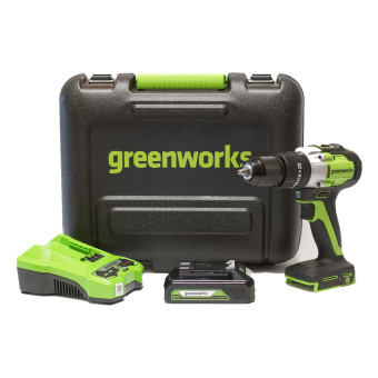 Дрель-шуруповёрт ударная аккумуляторная Greenworks GD24DD60K2 (арт. 3704107UA)