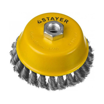 Щетка чашечная Stayer 100 мм х М14 жгутированная проволока 0.5 мм (арт. 35128-100_z01)