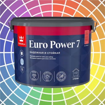 Краска Tikkurila Euro Power 7 для стен и потолков база С 9 л