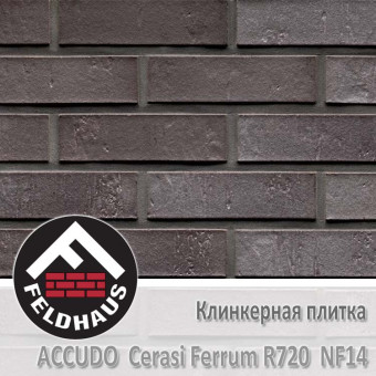 Клинкерная плитка Feldhaus Klinker Accudo Cerasi Ferrum R720 NF14 (240x14x71 мм)
