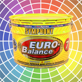 Краска SYMPHONY Euro-Balance 7 для стен и потолков база А металлическая банка 9 л