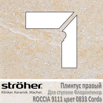 Плинтус-флорентинер Stroeher Roccia угловой правый цвет 9111.0833 Corda