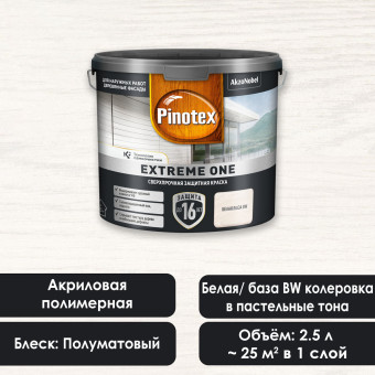 Краска Pinotex Extreme One фасадная база BW 2.5 л