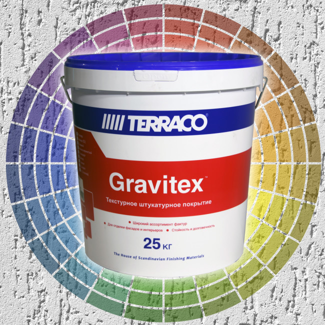 Декоративная штукатурка Terraco Gravitex XL "короед" (2,0 мм) 25 кг