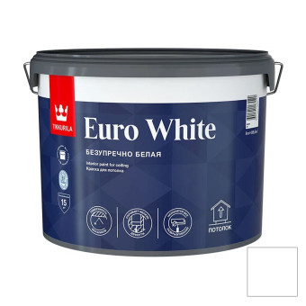 Краска Tikkurila Euro White для потолков белая 9 л