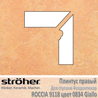 Плинтус-флорентинер Stroeher Roccia угловой правый цвет 9118.0834 Giallo