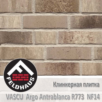 Клинкерная плитка Feldhaus Klinker Vascu Argo Antrablanca R773 NF14 (240x14x71 мм)