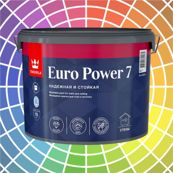 Краска Tikkurila Euro Power 7 для стен и потолков база А 9 л