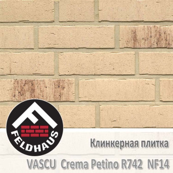 Клинкерная плитка Feldhaus Klinker Vascu Crema Petino R742 NF14 (240x14x71 мм)