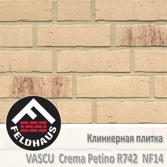 Клинкерная плитка Feldhaus Klinker Vascu Crema Petino R742 NF14 (240x14x71 мм)