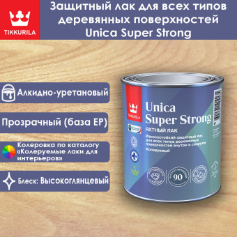 Лак Tikkurila Unica Super Strong яхтный высокоглянцевый база EP 0.9 л
