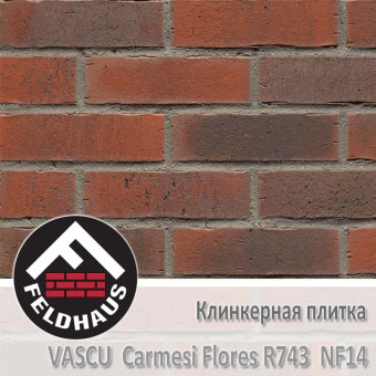 Клинкерная плитка Feldhaus Klinker Vascu Carmesi Flores R743 NF14 (240x14x71 мм)