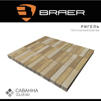Тротуарная плитка BRAER Ригель Color Mix Саванна 60 мм