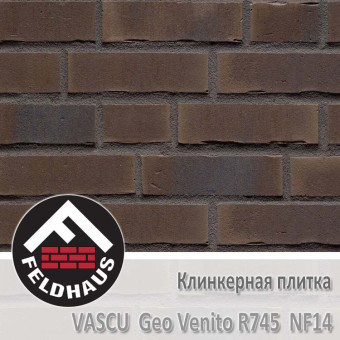 Клинкерная плитка Feldhaus Klinker Vascu Geo Venito R745 NF14 (240x14x71 мм)