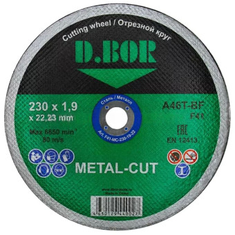 Круг отрезной по металлу D.BOR Metal-Cut 230x1.9x22.23 мм (арт. D-F41-MC-230-19-22)