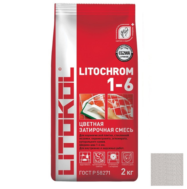 Затирка Litokol Litochrom 1-6 C.20 светло-серая 2 кг