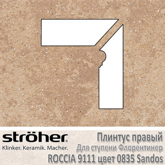 Плинтус-флорентинер Stroeher Roccia угловой правый цвет 9111.0835 Sandos