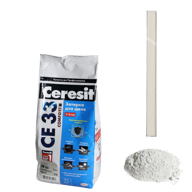 Затирка Ceresit CE 33 Comfort №04 серебристо-серая 2 кг Церезит 33 Серебристо серый 04