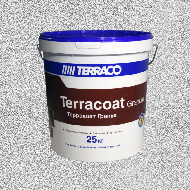 Акриловая фасадная штукатурка Terraco Terracoat Granule "шуба" (1,5 мм) 25 кг фото фактуры купить